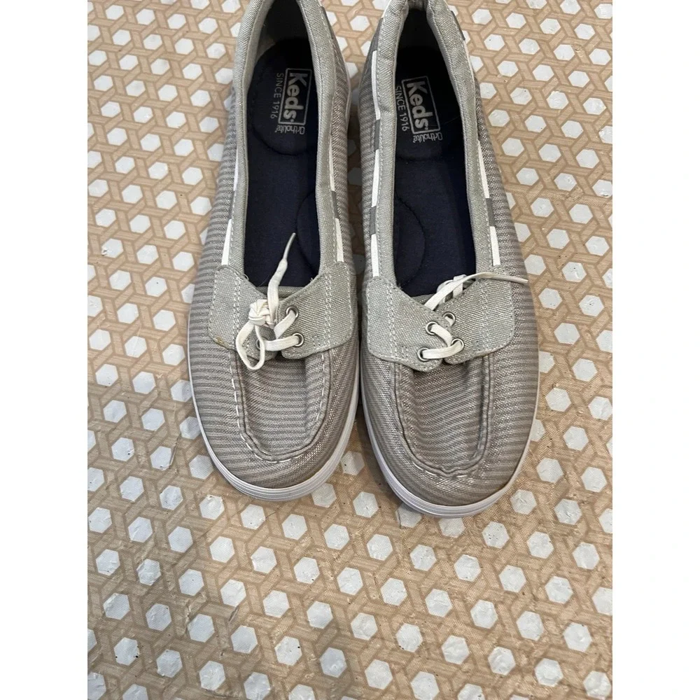 Keds Women Boat Shoes Size 11 Ortholite Silver Glimmer Slip On